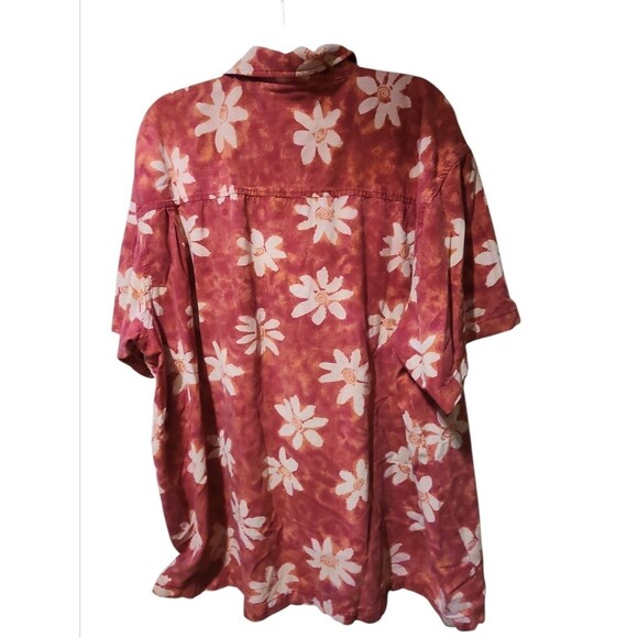 UN TIED HAWAIIAN Short Sleeve Button Up Shirt Red Mens Size Large - Picture 2 of 5